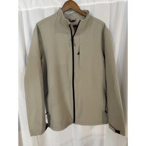 32 Degrees Heat Mens Softshell Jacket Tan Beige Full Zip Fleece Lined XL